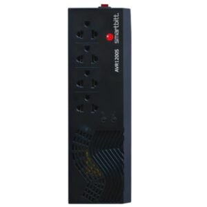 REGULADOR DE VOLTAJE SMARTBITT SBAVR1200S 1200VA 600W 4 TOMAS 90?145 VCA AVR SUPRESOR DE PICOS LED NEGRO