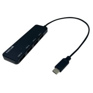 HUB NOVA AHB1S240001C 4 EN 1 USB-C 4 PUERTOS UBS-A 2.0  480MBPS NEGRO