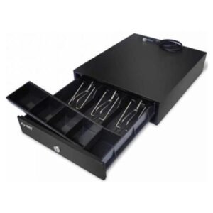 GAVETA DE DINERO PUNTO DE VENTA SAT AMERICA RS100 RJ11 3 COMPARTIMENTOS BILLETES 4 MONEDAS APERTURA AUTOMATICA Y LLAVE CAJA 130 X 310 X 410 MM 4070010000020