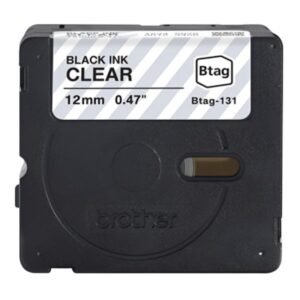 CINTA DE ETIQUETADO BROTHER BTAG131 12MM X 4M COMPATIBLE CON P-TOUCH NEGRO SOBRE FONDO TRANSPARENTE