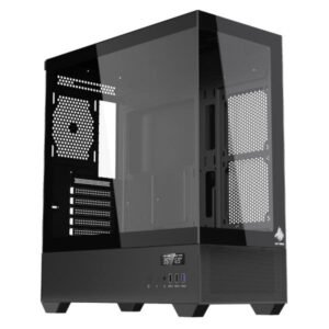CASE EAGLE WARRIOR CG01TZRA001C MID TOWER SIN VENTILACION INCLUIDA CON VIDRIO TEMPLADO FRONTAL Y LATERAL SIN FUENTE CON PANTALLA DIGITAL NEGRO