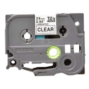 CINTA BROTHER TZE151G 24MM X 8M COMPATIBLE CON P-TOUCH NEGRA SOBRE TRANSPARENTE LAMINADA