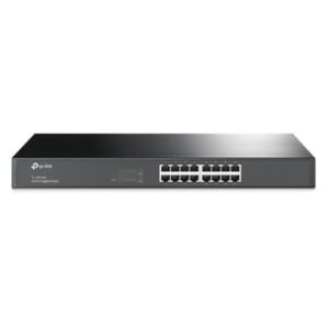 SWITCH TP LINK TL-SG1016 16 PUERTOS GIGABIT 10/100/1000 MBPS NO ADMINISTRABLE 19" NEGRO