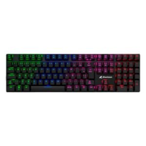 TECLADO GAMING RGB SHARKOON PUREWRITER MECÁNICO ALÁMBRICO USB INGLÉS SWITCH AZUL 4044951021482 NEGRO