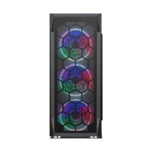 CASE GAMING RGB  EAGLE WARRIOR CG08Z3RA002C MID TOWER VENTILADORES 3 DE 120MM CON VIDRIO LATERAL Y MALLA FRONTAL NEGRO