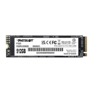HD INTERNO SOLIDO 512GB PATRIOT P320 M.2 2280 PCIE GEN3 X4 3000MB/S / 2200MB/S P320P512GM28 NEGRO