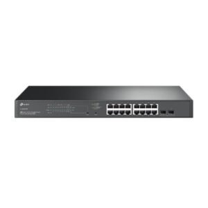 SWITCH TP LINK SG2218P(UN) OMADA 16 PUERTOS RJ45 POE+ + 2 RANURAS SFP GIGABIT 10/100/1000 MBPS ADMINISTRABLE NEGRO