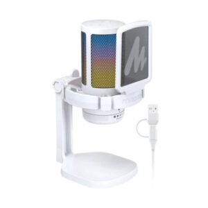 MICRÓFONO GAMING RGB MAONO DGM20 WHITE USB / USB-C CON CANCELACIÓN DE RUIDO BLANCO