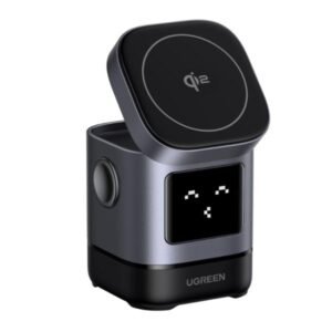 CARGADOR INALAMBRICO 2 EN 1 UGREEN W709 15W MAGNETICO CARGA RAPIDA PARA APPLE 45775 NEGRO