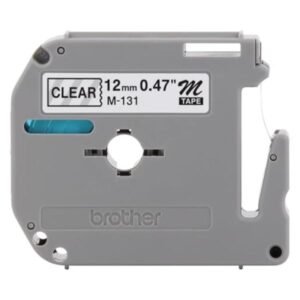 CINTA BROTHER M131 NO LAMINADA NEGRO SOBRE TRANSPARENTE DE 12MM NEGRO/TRANSPARENTE