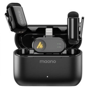 MICRÓFONO MAONO WM622 PB2 INALÁMBRICO LAVALIER CON RECEPTOR LIGHTNING CANCELACIÓN DE RUIDO NEGRO