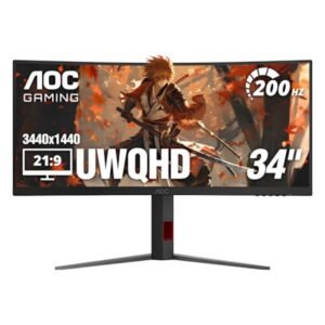 MONITOR GAMING AOC CU34G4H 34 PULG CURVO 3440X1440 UWQHD 200 HZ VA FREESYNC ADAPTIVE SYNC HDMI DISPLAYPORT HDR NEGRO