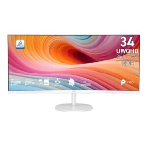 MONITOR MSI PRO MP341CQW E12 34 PULG CURVO 1500R 3440X1440 UWQHD 120 HZ PANEL VA AMD FREESYNC HDMI DISPLAYPORT 9S6-3PB2CT-098 BLANCO
