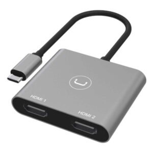 ADAPTADOR UNNO TEKNO HB1103GY USB-C 2X HDMI SOPORTE 4K Y PLUG & PLAY GRIS